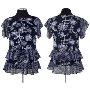 CAbi - Hybrid Floral Ruffle Tiered Ruffle Blouse #5355